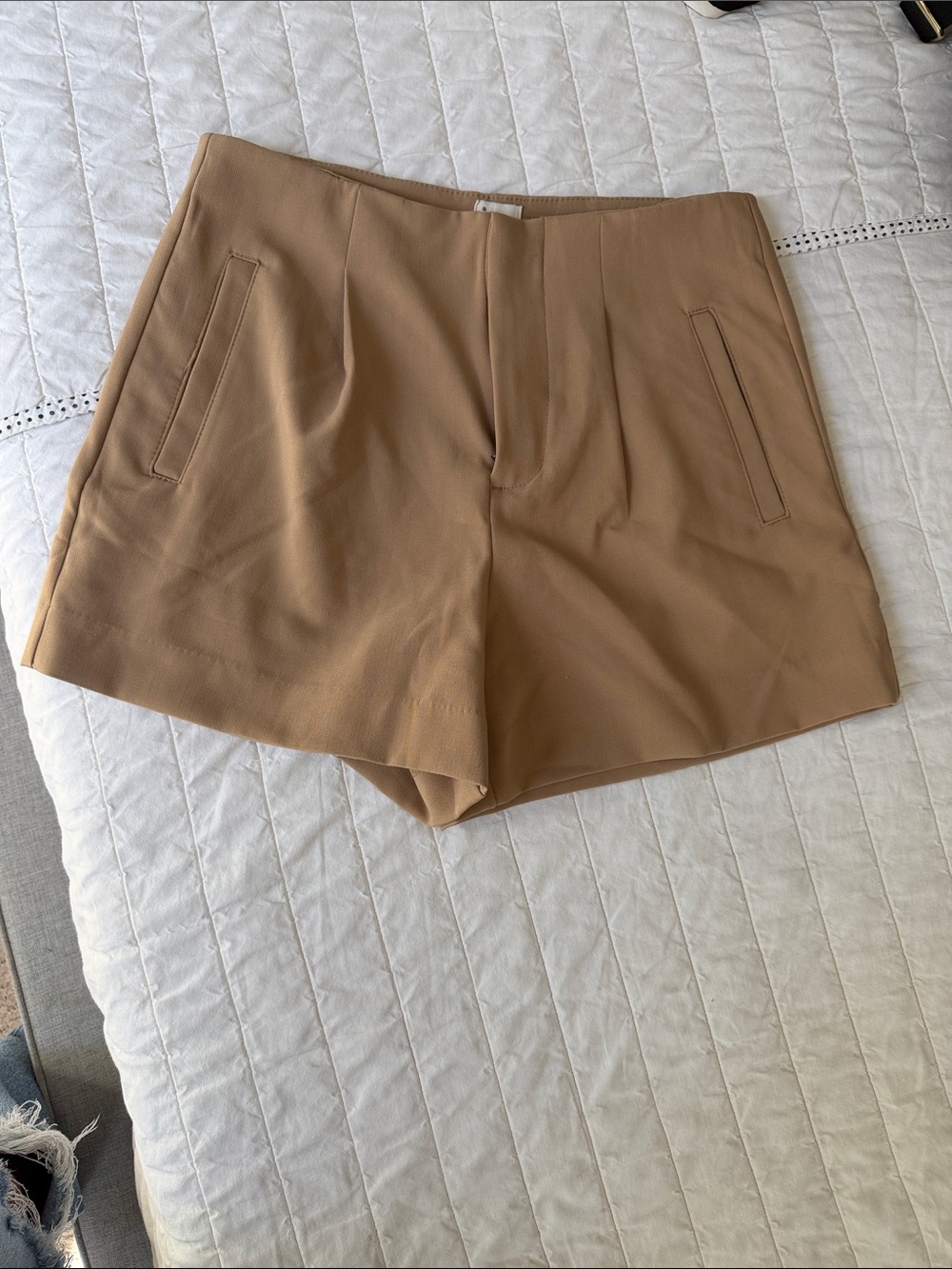 Tailored Women's High-Rise Tan Dress Shorts